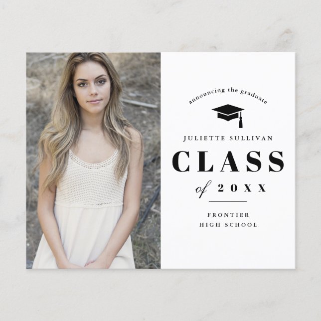 Budget Minimal Type Photo Graduation Invitation (Front)