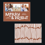 budget minimal typography 3 photo Christmas Card<br><div class="desc">All may not be calm but all can still be bright with this fun modern colourful terracotta brown natural Christmas card. With space for 3 square photographs,  available in a selection of colours.</div>