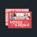 budget minimal typography 3 photo Christmas  Card<br><div class="desc">All may not be calm but all can still be bright with this fun modern colourful Christmas card. With space for 3 square photographs,  available in a selection of colours.</div>