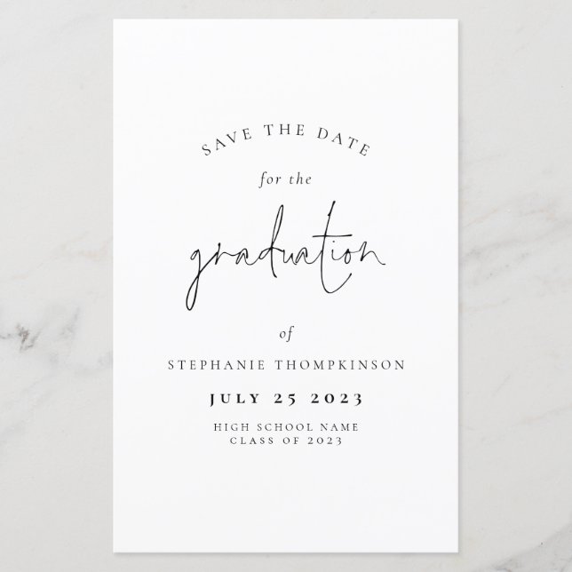 BUDGET Minimalist 2024 Graduation Save The Date (Front)