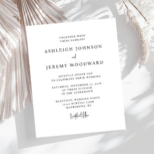 Budget Minimalist Black and White Wedding Invite