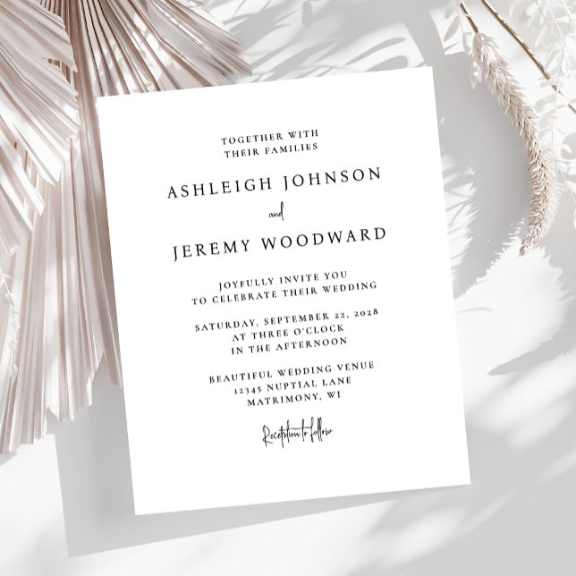 Budget Minimalist Black and White Wedding Invite (Creator Uploaded)