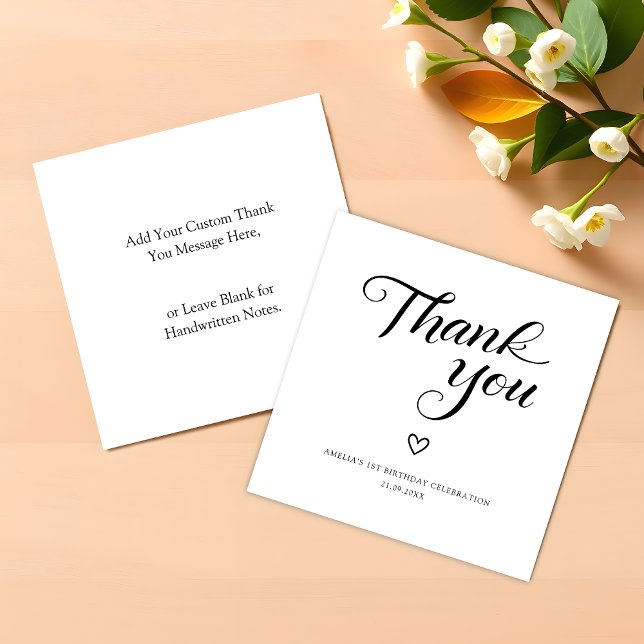 Budget Minimalist Black Script Birthday Thank You Card (Creator Uploaded)