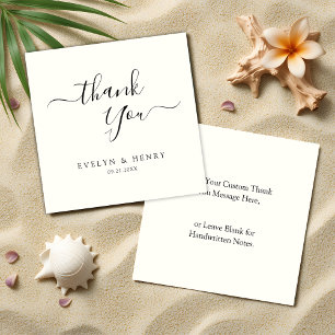 Budget Minimalist Black Script Wedding Thank You Card
