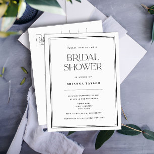 Budget Minimalist Black & White Bridal Shower Invitation Postcard