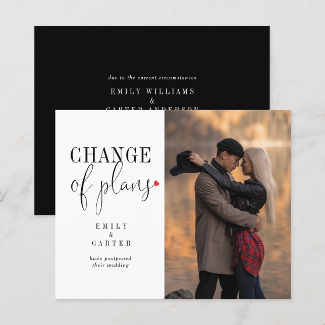 Budget Minimalist Black White Change Of Plans (Front/Back)