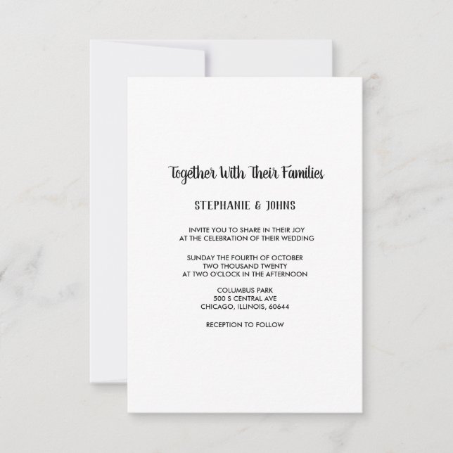 Budget Minimalist Black White Modern Wedding Invitation (Front)