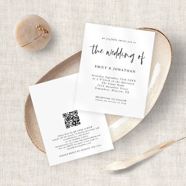 Budget Minimalist Black White QR Code Wedding  (Creator Uploaded)