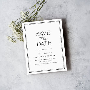 Budget Minimalist Black & White Save The Date Announcement Postcard
