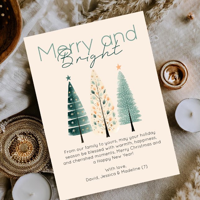 Budget Minimalist Boho Hand drawn Christmas Trees Card (Creator Uploaded)