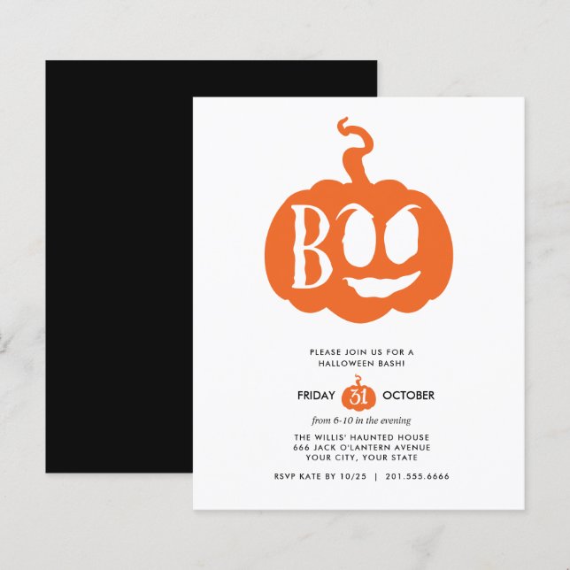 BUDGET Minimalist BOO Halloween Bash Party (Front/Back)