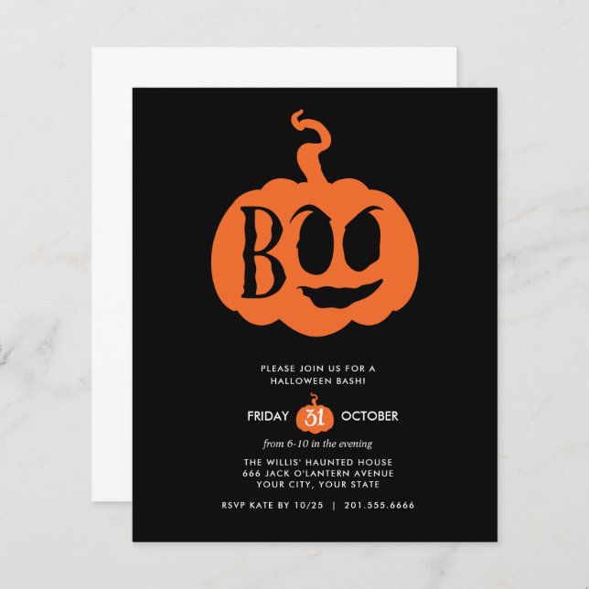 BUDGET Minimalist BOO Halloween Bash Party (Front/Back)