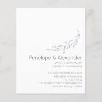 Budget Minimalist Botanical Drawing Wedding Invite