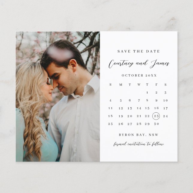BUDGET Minimalist calendar photo Save the Date Flyer (Front)
