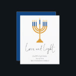 Budget Minimalist Candles Love Light Hanukkah Card<br><div class="desc">Minimalist Candles Love Light Hanukkah Card. A budget price SMALLER 4.5” x 5.6” flat card on a shiny SEMI GLOSS 110 lb card stock (similar to the thickness of a postcard) PLEASE NOTE: The envelope supplied with this card is slightly larger than the card itself. Contemporary minimal style with modern...</div>