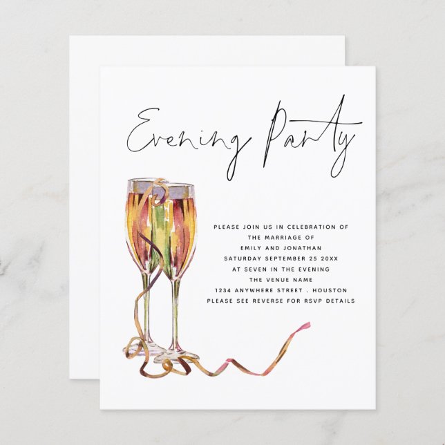 Budget Minimalist Champagne Wedding Evening Party (Front/Back)