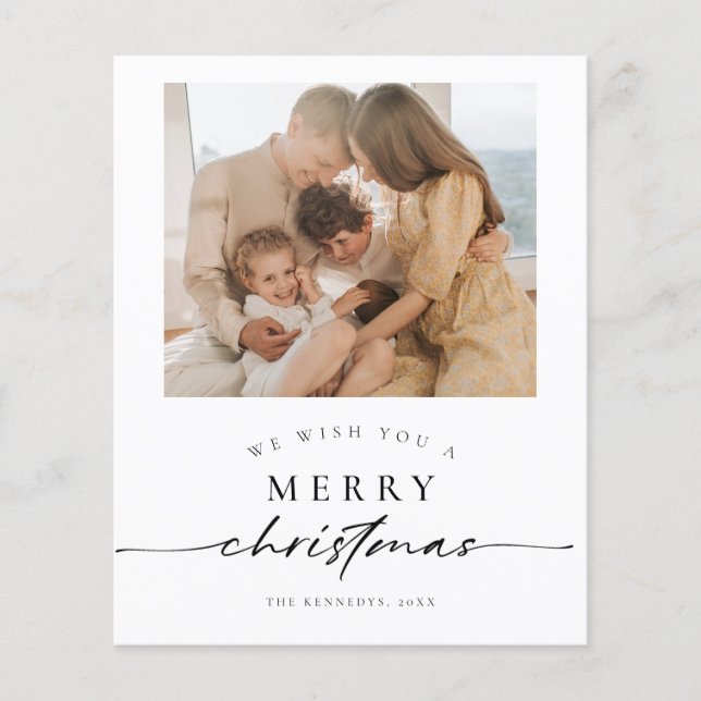 Budget Minimalist Christmas Holiday Photo Card (Front)