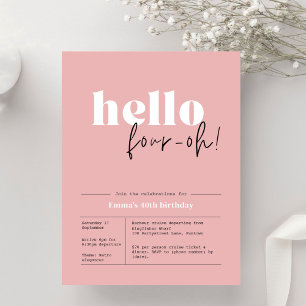 Budget minimalist dusty pink 40th Invitation Postcard
