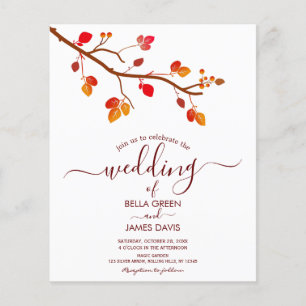 Budget Minimalist Fall Autumn Wedding Invitation
