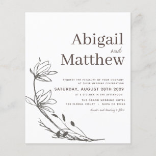 Budget Minimalist Floral Wedding Invitation Flyer