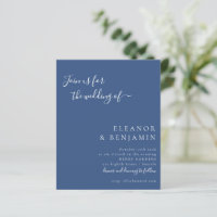 Budget Minimalist French Blue Wedding Invitation