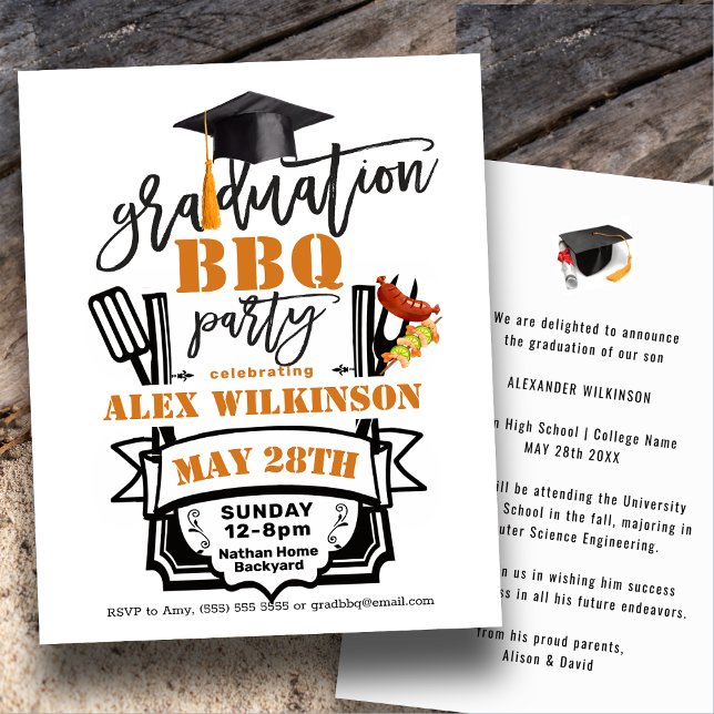 BUDGET Minimalist Graduation BBQ Party Invitation (Creator Uploaded)