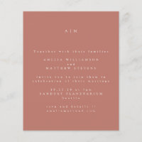 Budget Minimalist Monogram Clay Wedding Invitation