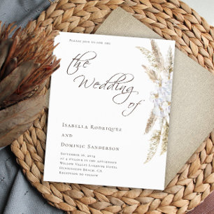 Budget Minimalist Pampas Grass Wedding Invitation