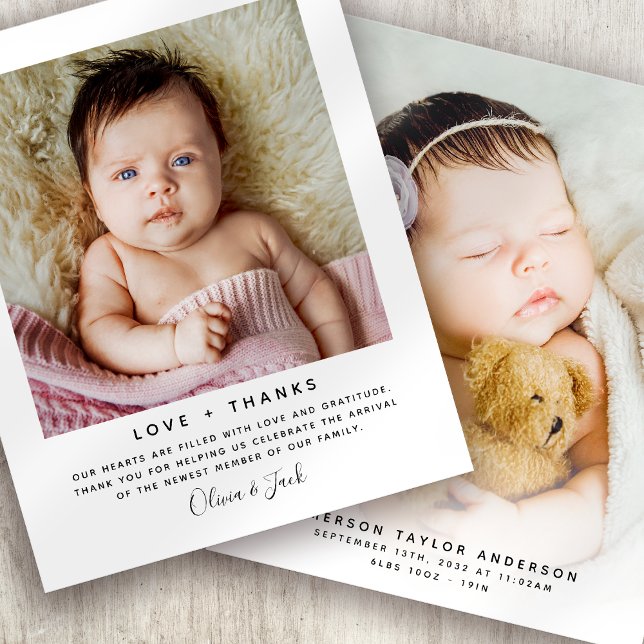 Budget Minimalist Photo Baby Thank You Card (Creator Uploaded)