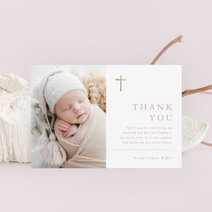 Budget Minimalist Photo Baptism Thank You Card