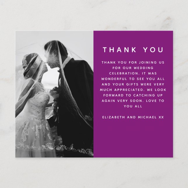 BUDGET Minimalist Photo Custom Wedding Thank You (Front)