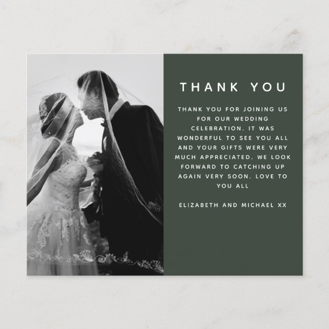 BUDGET Minimalist Photo Custom Wedding Thank You (Front)