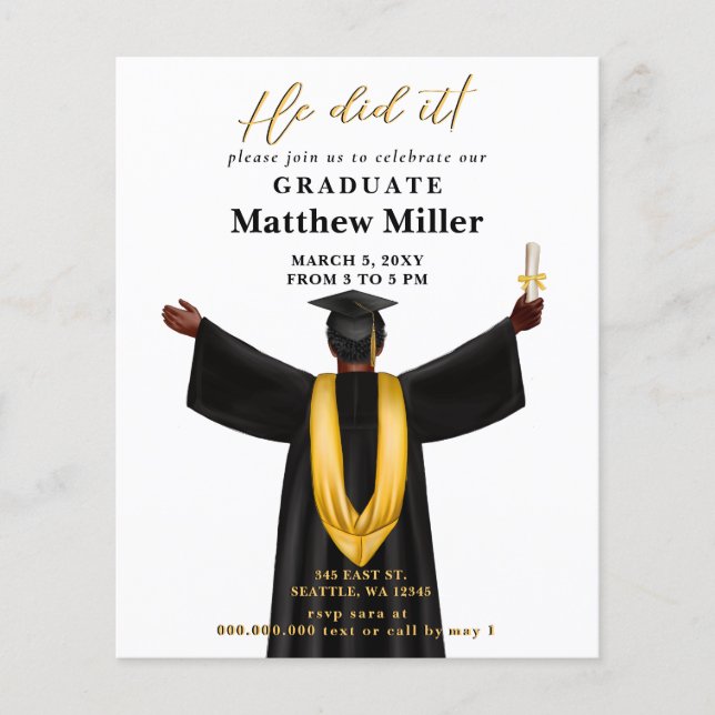 Budget Minimalist Photo He Did It Graduation (Front)