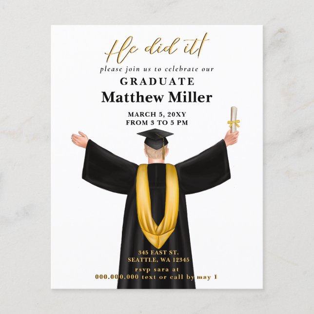 Budget Minimalist Photo He Did It Graduation (Front)