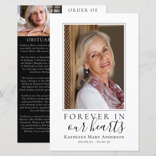 BUDGET Minimalist Photo Memorial Service Program (Front/Back)