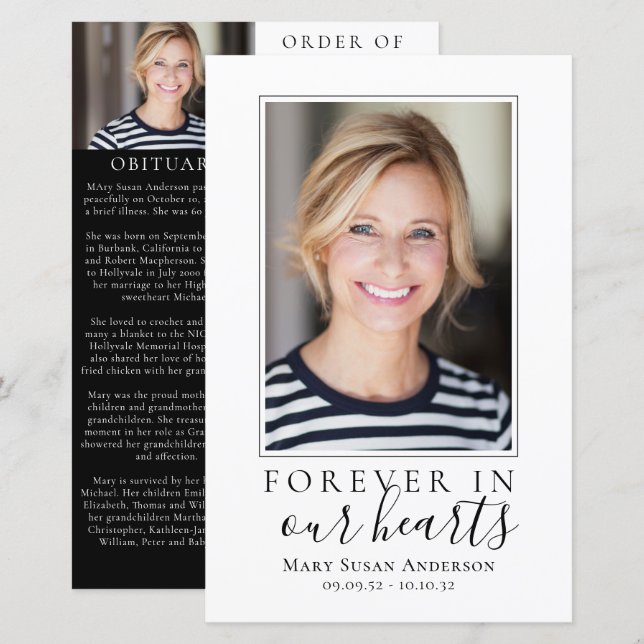 BUDGET Minimalist Photo Memorial Service Program (Front/Back)