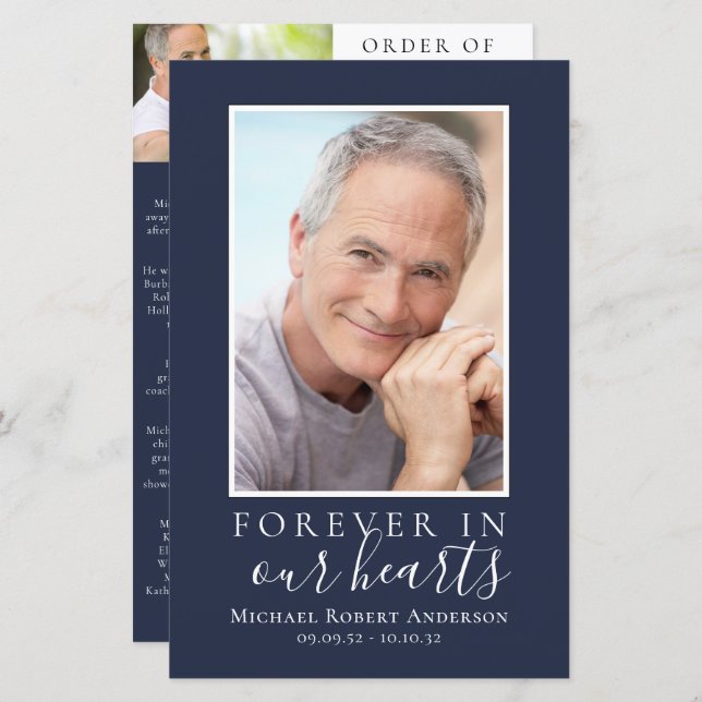 BUDGET Minimalist Photo Memorial Service Program (Front/Back)