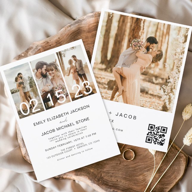 Budget Minimalist Photo QR code Wedding Invitation (Creator Uploaded)