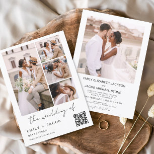 Budget Minimalist Photo QR code White Wedding