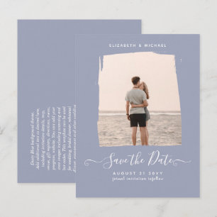 BUDGET Minimalist PHOTO Save The Date Dusty Blue Postcard