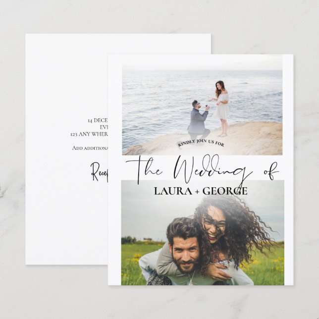 Budget Minimalist Photo  Script Wedding Invitation (Front/Back)