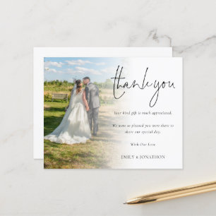 Budget Minimalist Photo Script Wedding Thank You