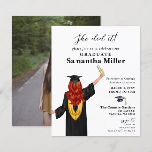 Budget Minimalist Photo She Did It Graduation