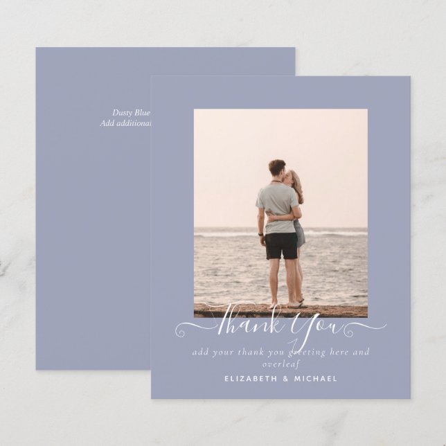 BUDGET Minimalist PHOTO THANK YOU  Dusty Blue (Front/Back)