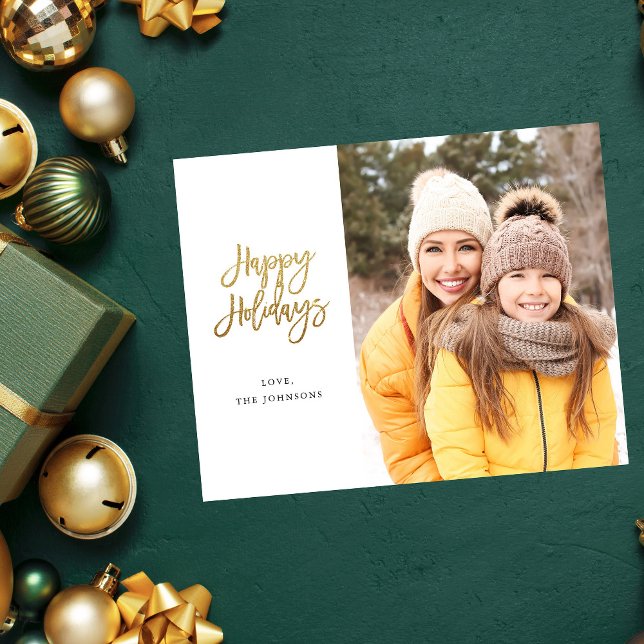 Budget Minimalist Photo w Gold Happy Holidays Flyer (Creator Uploaded)