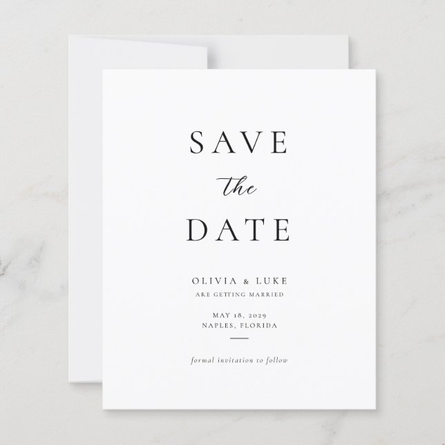 Budget Minimalist Photo Wedding Save The Date (Front)