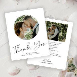 Budget minimalist photo wedding thank you card
