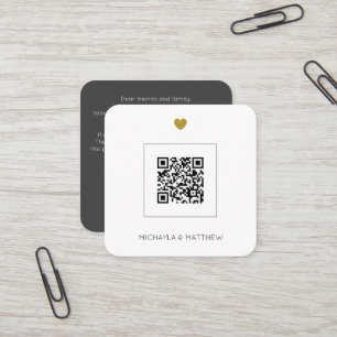 Budget Minimalist QR Code Grey Wedding Invitation