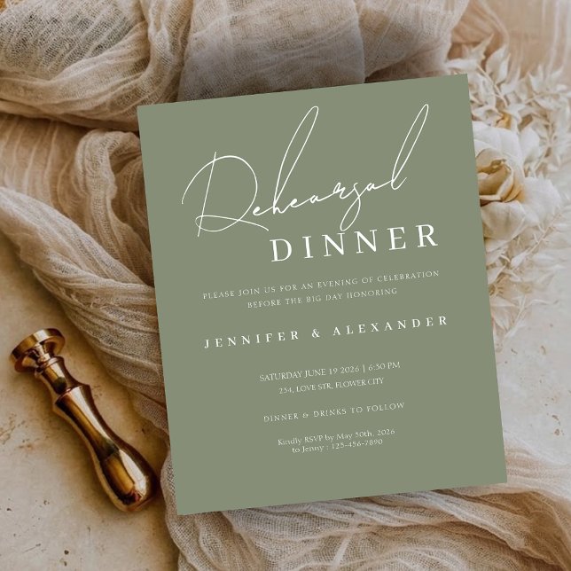 Budget Minimalist Rehearsal Dinner Invitation (Budget Minimalist Rehearsal Dinner Invitation)