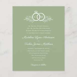 Budget Minimalist Sage Wedding Invitation 